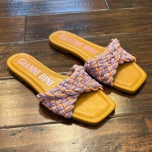 Gianni Bini Bradyn Woven Band Square Toe Sandals Coral Lavender Sz 7.5